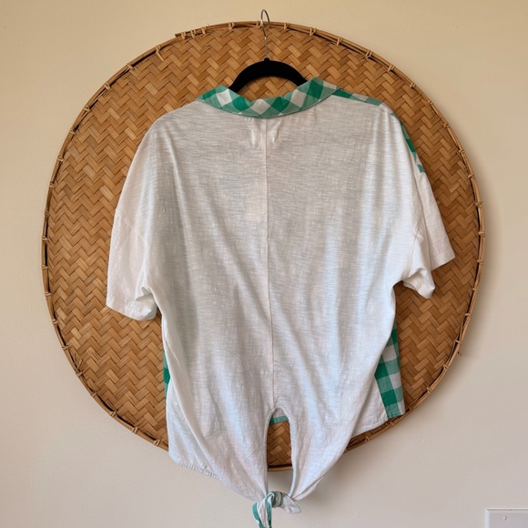 ANTHROPOLOGIE PORRIDGE WOMEN’s TOP TURQUOISE GOLDA GINGHAM PREPPY‎ BACK-TIE NWT - Picture 8 of 12